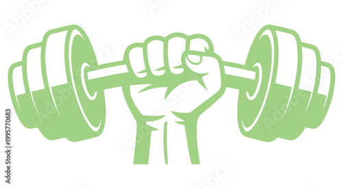 Person lifting green dumbbells illustration