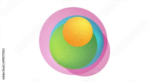 Vibrant quote frame featuring overlapping colorful circles with grunge grain texture. Modern geometric motion design. Seamless loop. Video animation Ultra HD 4K 3840x2160