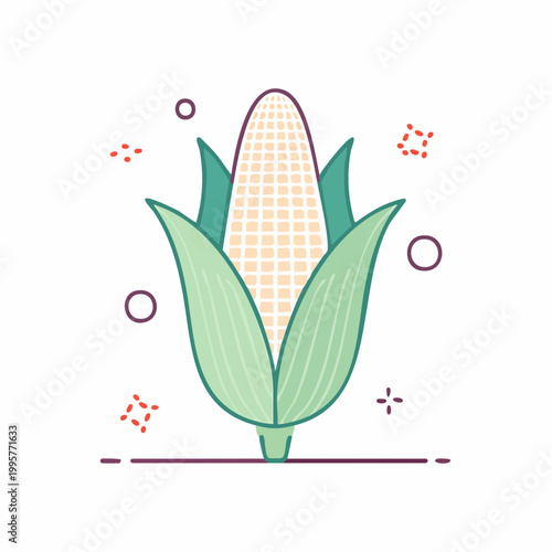 Stylized illustration of a fresh ear of corn