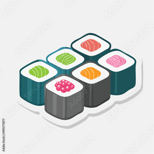 Illustration of Assorted Sushi Rolls