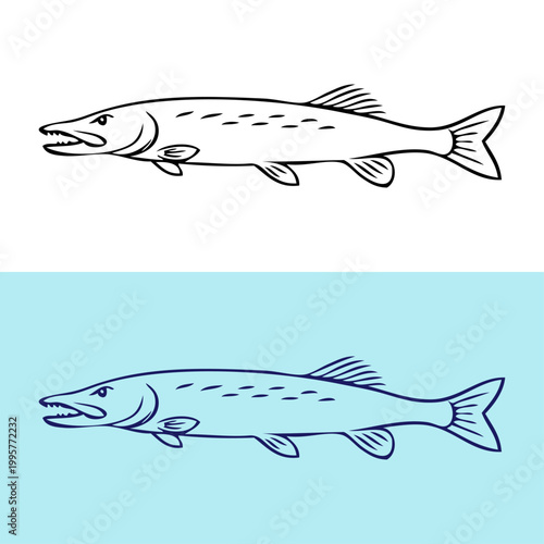 Logotipo con dibujo minimalista con líneas de un lucio visto de perfil 