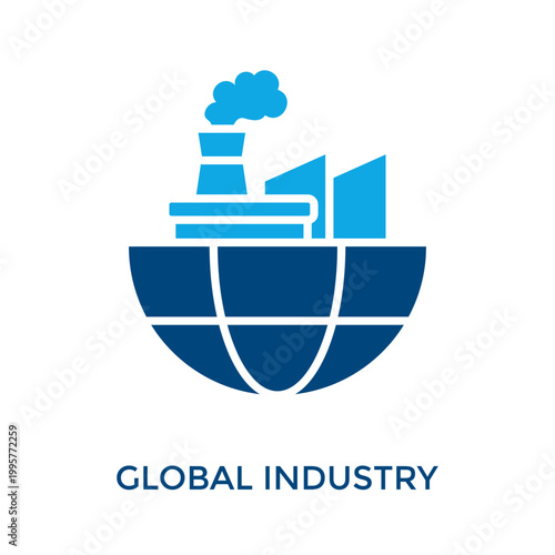 Global Industry Icon Dual Tone Style. Vector Illustration For Graphic Design