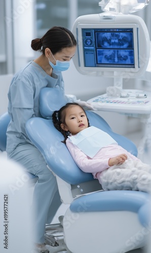 Child Patient Sitting in Dental Chair During Checkup