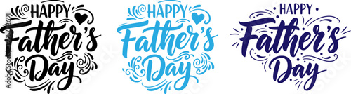 Happy father's day calligraphy designs vibrant and artistic lettering silhouette
