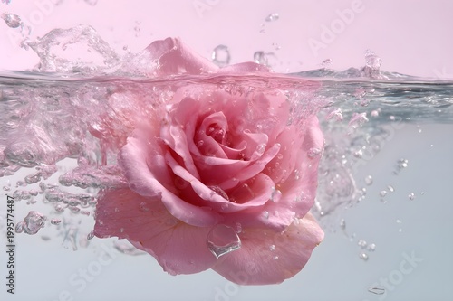 Beautiful rose flowers floating on the surface of calm water