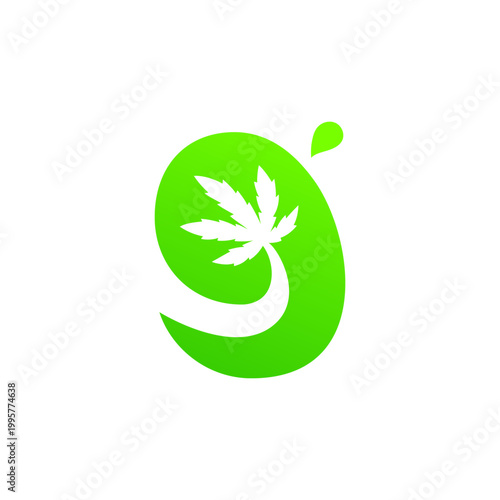 Fun cannabis leaf combined with the letter g logo design. Cheerful and playful weed logo graphic vector 