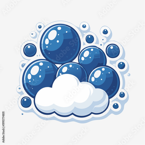 Blue Bubbles and White Cloud Illustration