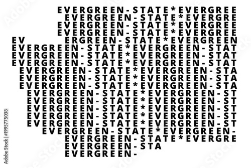 Foto Typographic Map of the State Washington (USA) with a pattern of capital letters