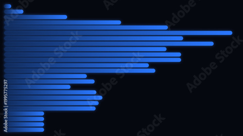 Blue horizontal bar graph representing statistical data trends on a sleek dark background layout