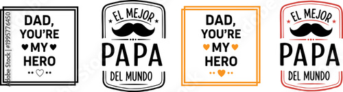 Father's day card collection 'dad you're my hero' 'papa' designs silhouette
