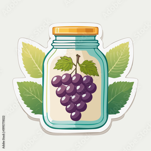 Jar of Grapes with Leaves