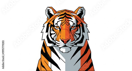 Close up portrait of a majestic tiger with striking orange and black stripes.