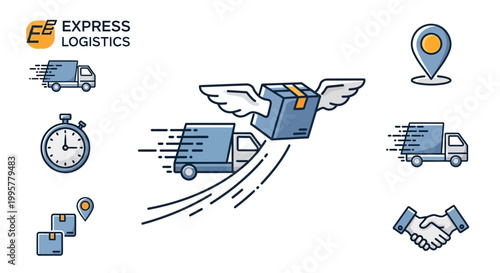 Logistics and delivery service icons set.