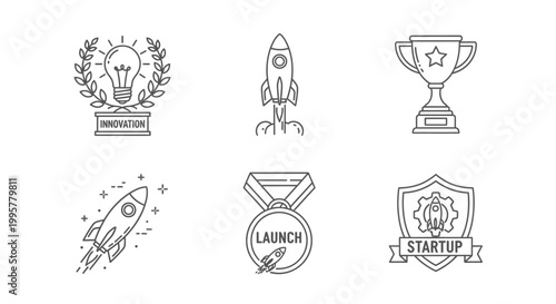 Business and entrepreneurship line icons set.