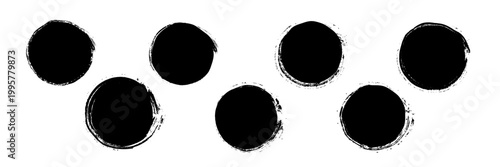 Foto Acrylic or dry watercolor paint circular grunge blobs set