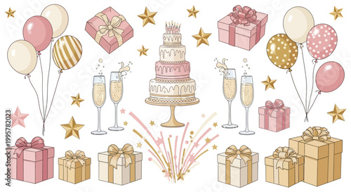 Colorful Party Celebration Cake Gifts.