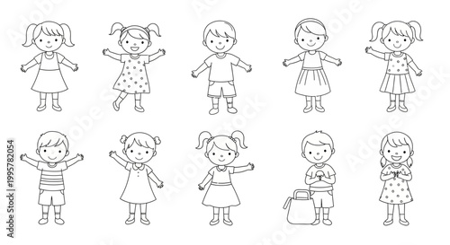 Group of children standing in rows.