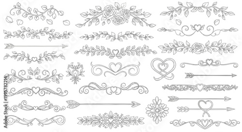 Collection of ornate line art designs.