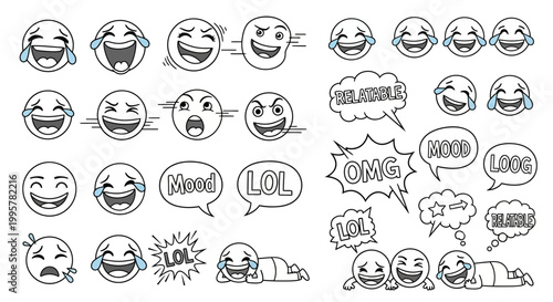 Collection of various laughing emoticons.