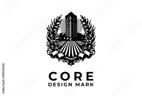 Urban Vertical Farm Building Icon Presented As Black Vintage Logo Sketch Engraving Vector Illustration For Indoor Agriculture And Sustainability Design