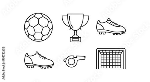 Soccer Football Sports Equipment Icons.