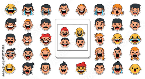 Emotions faces with different expressions.