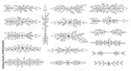 Collection of various leafy decorative borders.