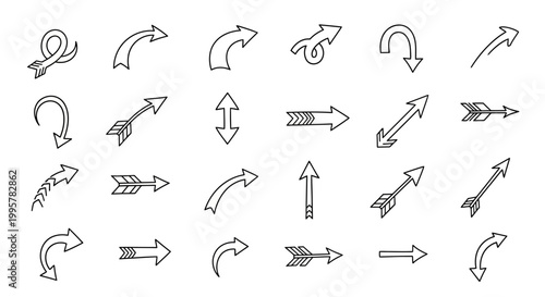 Black and white arrow icons set.