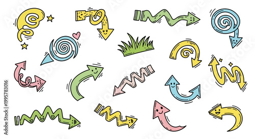 Colorful Arrows Pointers Icons Symbols.