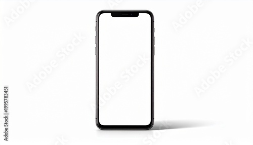 Sleek contemporary mobile device with a blank display for showcasing applications, websites, or user interface designs in a minimalist setting, perfect for mockups and presentations