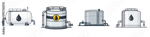 Vector of a cylindrical oil storage tank. Vector, illustration, minimalist, icon, icon set