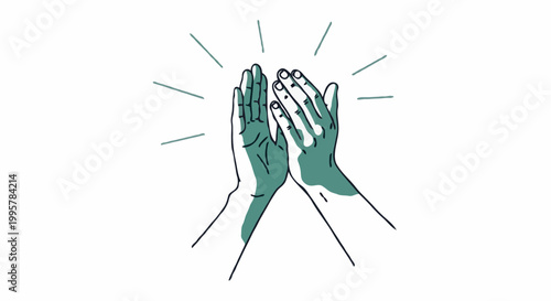 Hands clapping in appreciation and celebration with drawn lines