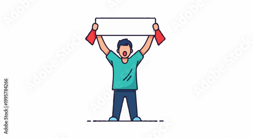 An Illustration of a Person Holding a Blank Sign