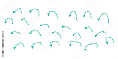 Long curved hand drawn arrow vector. Long arrow. Semi curve long arrow vector.