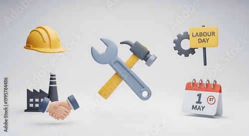 Labour day tools and equipment for workers