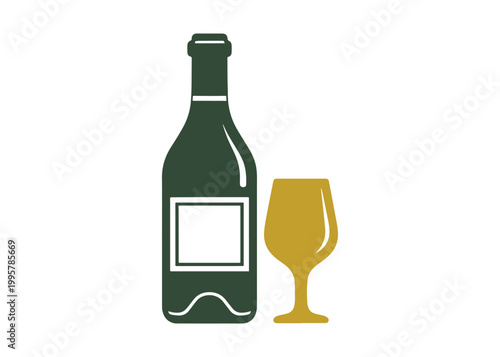 Mockup of a wine bottle set with its label. 3D vector icon. Cartoon minimalistic style.