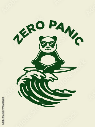 Panda Bear Wearing Sunglasses Surfing.