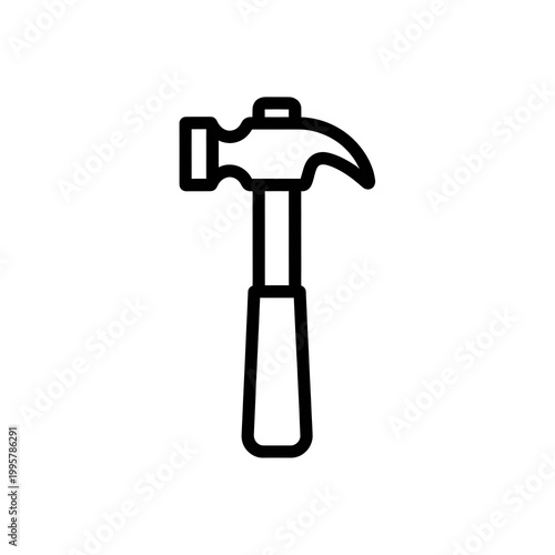 Black line icon of a hammer