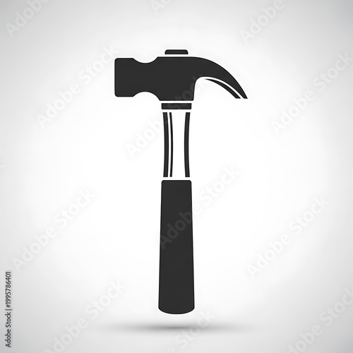Black hammer icon on gray background