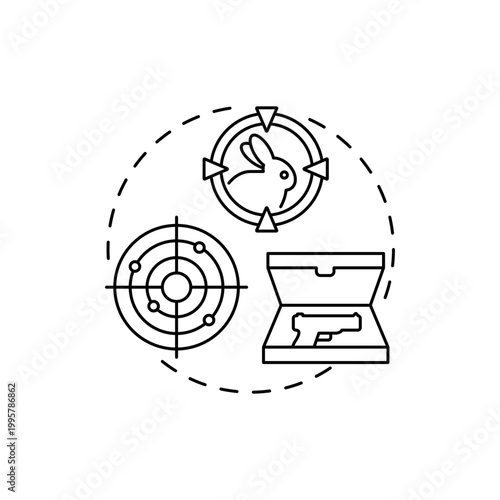 Guns for hobby red gradient concept icon. Antique weapon for collection. Firearm for hunting. Weapon control and regulation idea thin line illustration. Vector isolated outline RGB color drawing