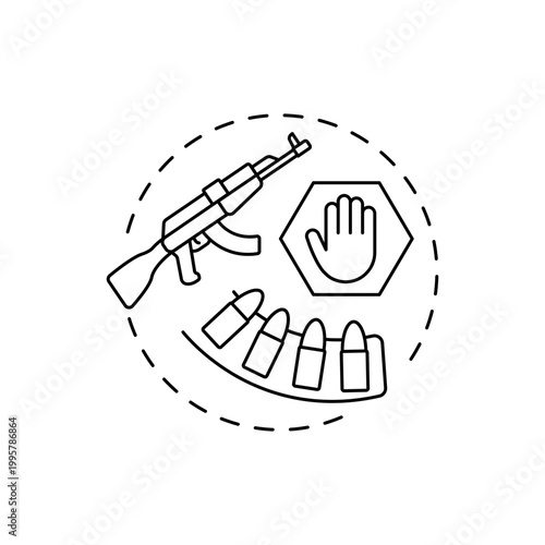 Ban high capacity magazines red gradient concept icon. US weapon regulation. Restrict firearm ownership. Gun control idea thin line illustration. Vector isolated outline RGB color drawing