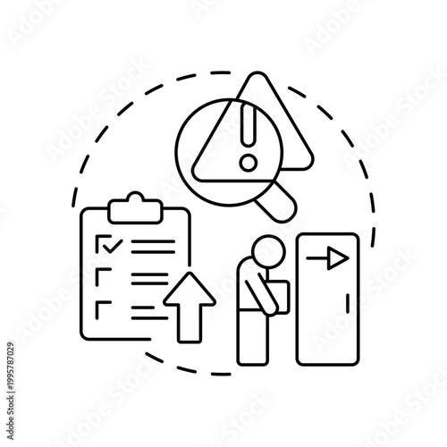 Discipline and termination blue gradient concept icon. Corporate management, human resources. Round shape line illustration. Abstract idea. Graphic design. Easy to use in presentation, article