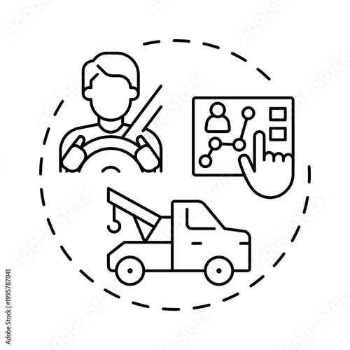 Yard driver management blue gradient concept icon. Coordinating shunters. Key component of YMS. Round shape line illustration. Abstract idea. Graphic design. Easy to use in promotional material