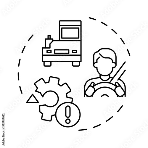 Yard jockey inefficiency blue gradient concept icon. Common warehouse management challenge. Round shape line illustration. Abstract idea. Graphic design. Easy to use in promotional material