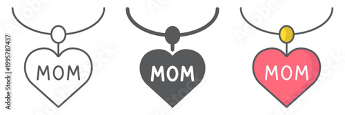 Heart necklace line icon, love and jewelry, pendant sign, vector graphics, a linear pattern on a white background.