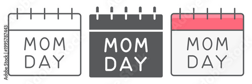 Mothers day calendar line icon, date and holiday, mom day sign, vector graphics, a linear pattern on a white background.