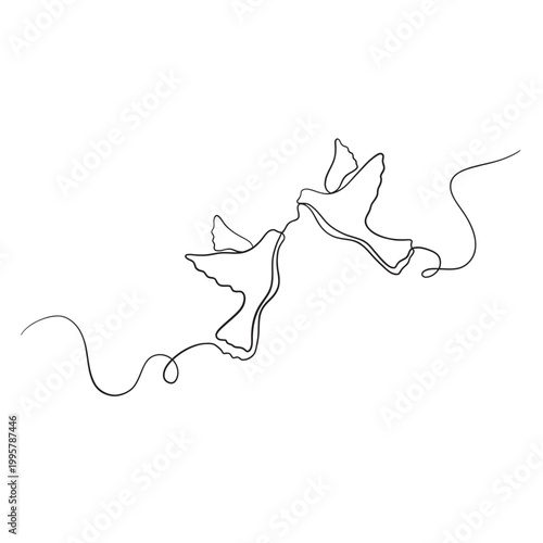 continuous line drawing of a dove bird. vector illustration