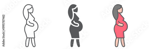 Pregnant mother line icon, mother and child, pregnant woman sign, vector graphics, a linear pattern on a white background.