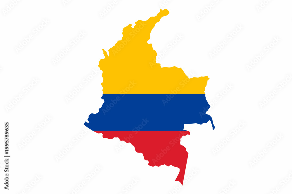 Fototapeta premium Colombian flag colors on country map silhouette