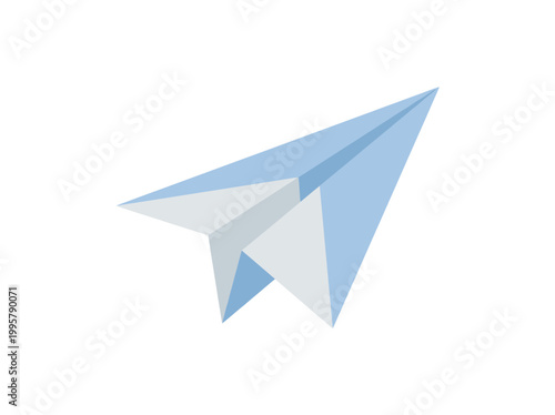 Minimalist Blue Paper Airplane Icon Vector Illustration.
